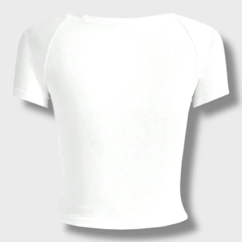 Women’s White & Black Graphic Crop Top - L - Picture 2 of 5